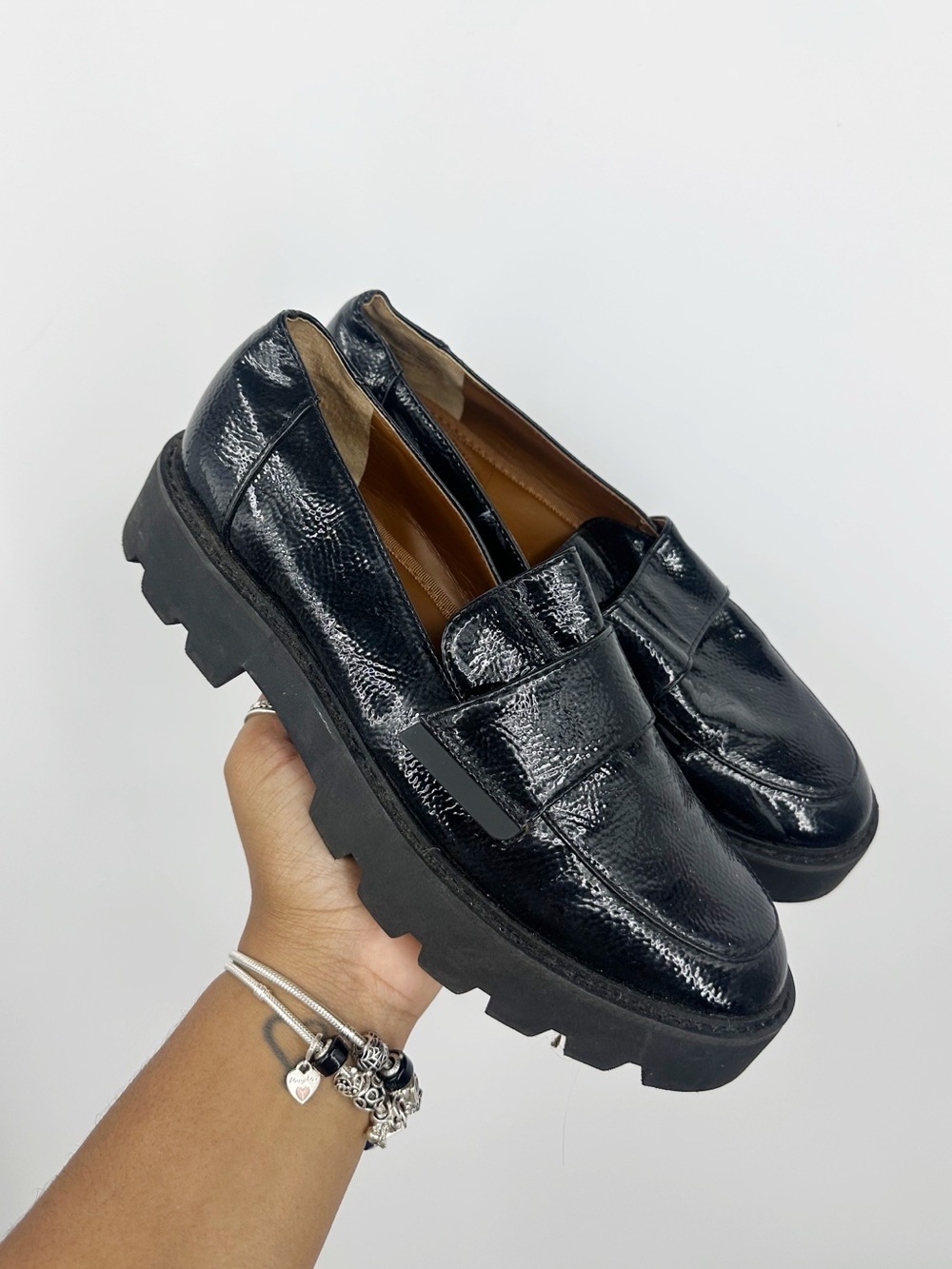 Franco Sarto Black Chunky Loafers Women's Size 8.5 Grunge Goth